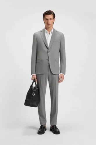 Slim-Fit-Anzug mit feinem Muster aus Stretch-Bekleidung