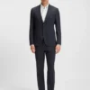 Slim-Fit-Anzug mit feinem Muster aus Stretch-Bekleidung