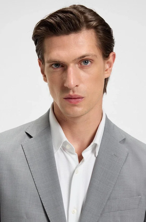 Slim-Fit-Anzug mit feinem Muster aus Stretch-Bekleidung Slim-Fit-Anzug mit feinem Muster aus Stretch-Bekleidung