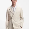 Slim-Fit-Blazer aus gestreiftem Leinen und Baumwolle