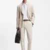 Slim-Fit-Blazer aus gestreiftem Leinen und Baumwolle