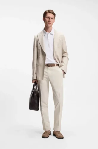 Slim-Fit-Blazer aus gestreiftem Leinen und Baumwolle