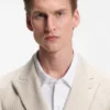 Slim-Fit-Blazer aus gestreiftem Leinen und Baumwolle