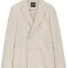 Slim-Fit-Blazer aus gestreiftem Leinen und Baumwolle