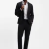 Slim-Fit-Blazer aus Jersey aus Baumwollmischung