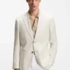 Slim-Fit-Blazer aus kariertem Leinen, Baumwolle und Seide