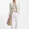 Slim-Fit-Blazer aus kariertem Leinen, Baumwolle und Seide
