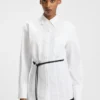Slim-Fit-Bluse mit Kunstledergürtel