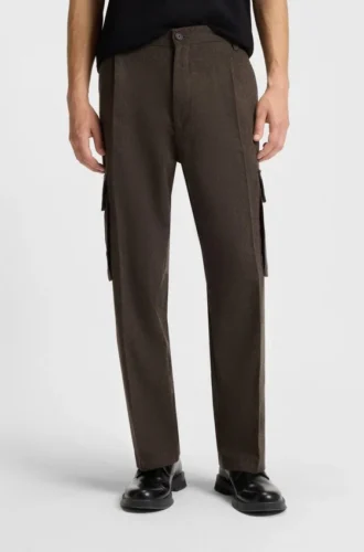 Slim-Fit-Cargohose aus Fischgrätenstoff