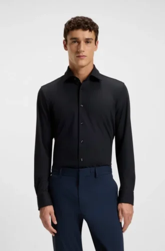 Slim-Fit-Hemd aus gebürstetem Stretch-Flanell