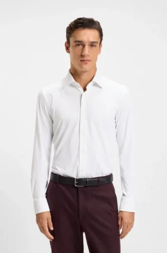 Slim-Fit-Hemd aus gebürstetem Stretch-Flanell