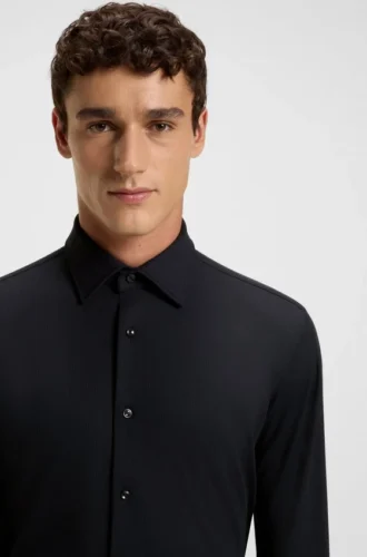 Slim-Fit-Hemd aus gebürstetem Stretch-Flanell