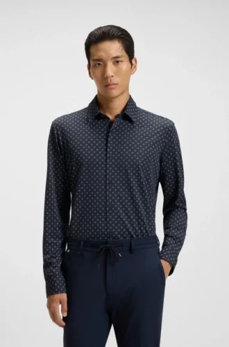 Slim-Fit-Hemd aus italienischem Stoff mit Performance-Stretch