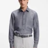 Slim-Fit-Hemd aus Leinen-Misch-Twill