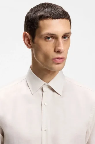 Slim-Fit-Hemd aus Leinen-Misch-Twill