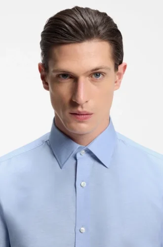 Slim-Fit-Hemd aus Leinen-Misch-Twill