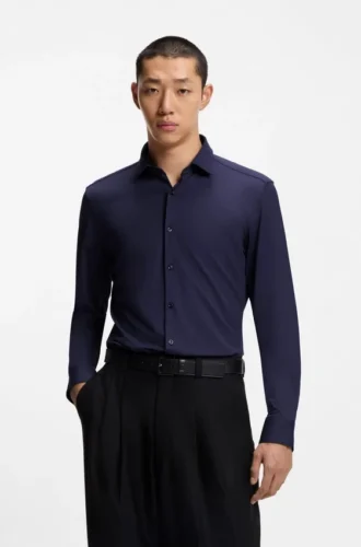 Slim-Fit-Hemd aus Performance-Stretch-Jersey