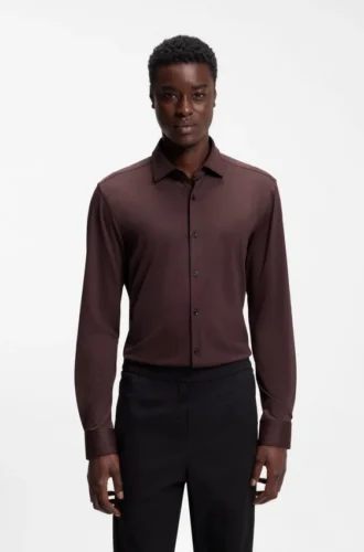 Slim-Fit-Hemd aus Performance-Stretch-Jersey