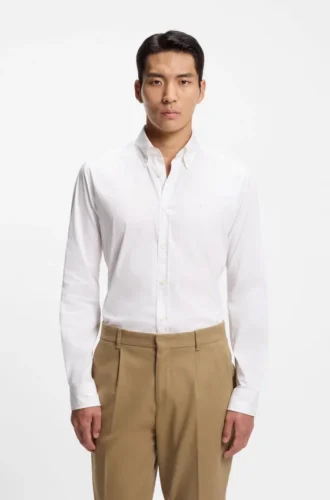 Slim-Fit-Hemd aus Popeline-Baumwollmischung