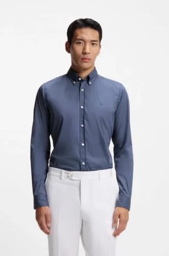 Slim-Fit-Hemd aus Popeline-Baumwollmischung