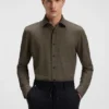 Slim-Fit-Hemd aus Stretch-Baumwolle mit Monogramm-Print