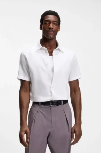 Slim-Fit-Hemd aus Stretch-Leinen