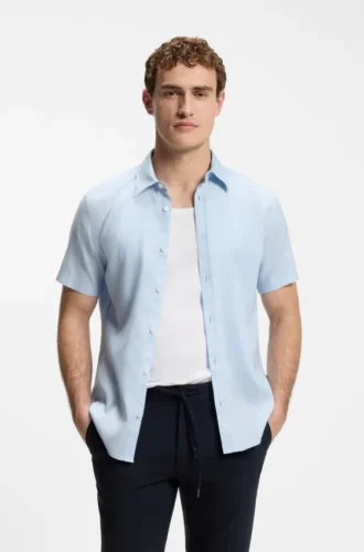 Slim-Fit-Hemd aus Stretch-Leinen