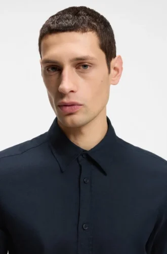 Slim-Fit-Hemd aus Stretch-Leinen