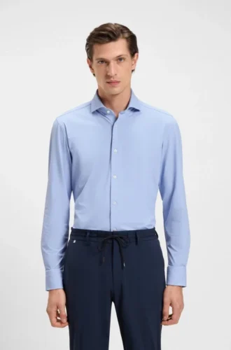 Slim-Fit-Hemd aus strukturiertem Performance-Stretch-Jersey