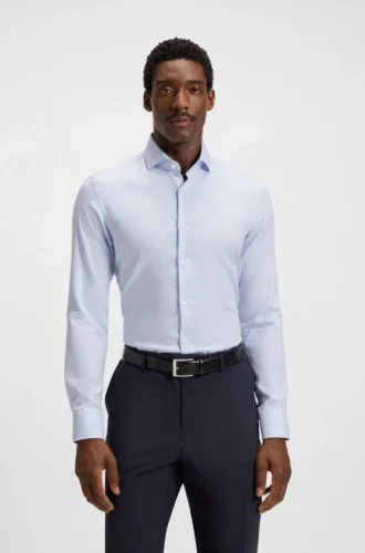 Slim-Fit-Hemd aus strukturierter Baumwolle