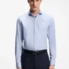 Slim-Fit-Hemd aus strukturierter, knitterfreier Baumwolle