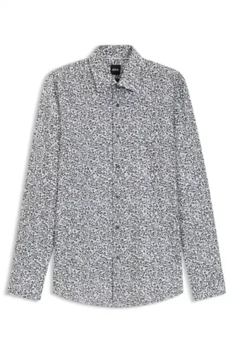 Slim-Fit-Hemd mit Blumenprint aus Stretch-Baumwollpopeline