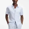 Slim-Fit-Hemd mit Blumenprint aus Stretch-Leinen