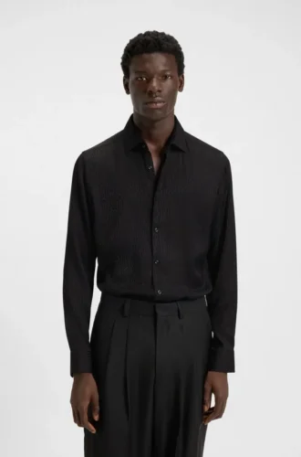 Slim-Fit-Hemd mit Jacquard-Muster
