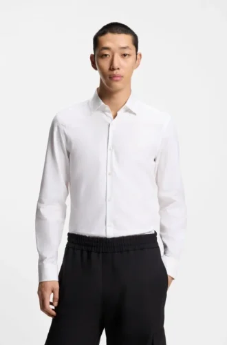 Slim-Fit-Hemd mit Logo-Jacquard