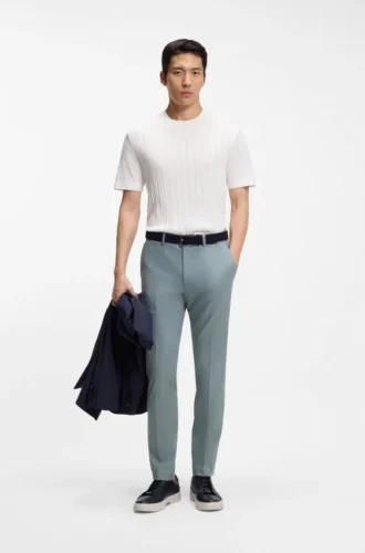 Slim-Fit-Hose aus Baumwolle, Seide und Stretch