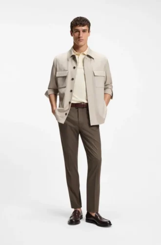 Slim-Fit-Hose aus Baumwolle, Seide und Stretch