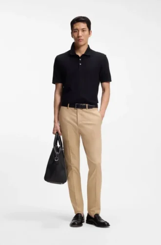 Slim-Fit-Hose aus Baumwolle, Seide und Stretch