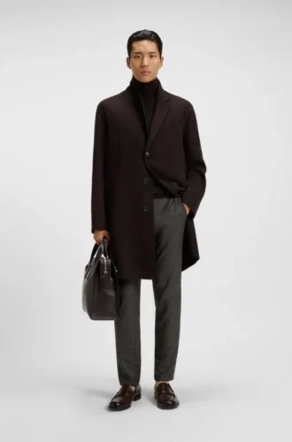 Slim-Fit-Hose aus Schurwolle mit feinem Muster