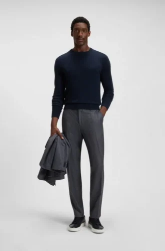 Slim-Fit-Hose aus Schurwolle mit feinem Muster