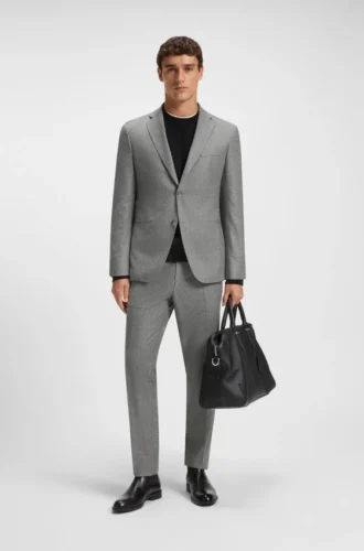 Slim-Fit-Hose aus Schurwolle mit feinem Muster