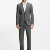 Slim-Fit-Hose aus Wollmischung im Sharkskin-Look