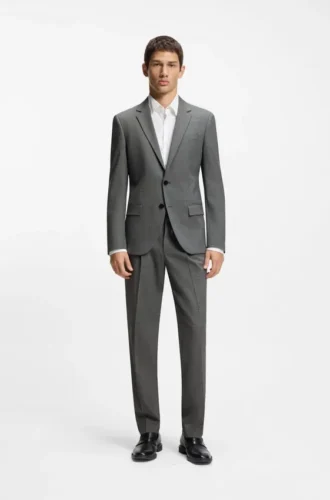 Slim-Fit-Hose aus Wollmischung im Sharkskin-Look