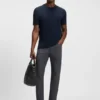 Slim-Fit-Hose „Delaware“ aus gemusterter Stretch-Baumwolle