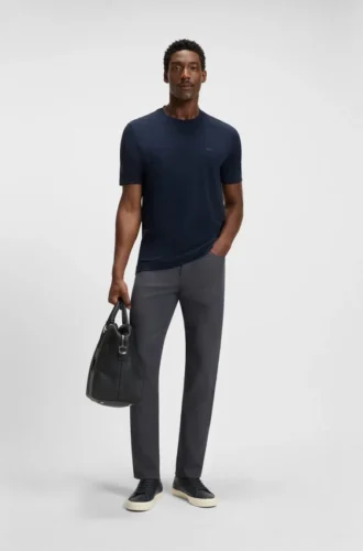 Slim-Fit-Hose „Delaware“ aus gemusterter Stretch-Baumwolle