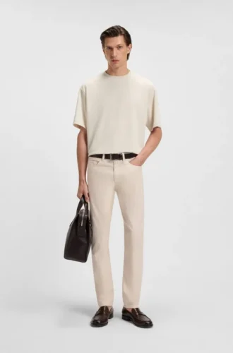 Slim-Fit-Hose „Delaware“ aus gemusterter Stretch-Baumwolle