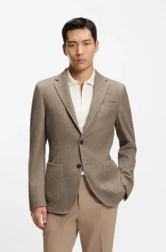 Slim-Fit-Jacke aus Baumwolle mit feinem Muster