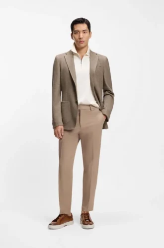 Slim-Fit-Jacke aus Baumwolle mit feinem Muster