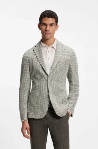 Slim-Fit-Jacke aus gemusterter Baumwollmischung