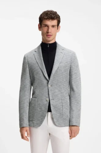 Slim-Fit-Jacke aus gemusterter Baumwollmischung
